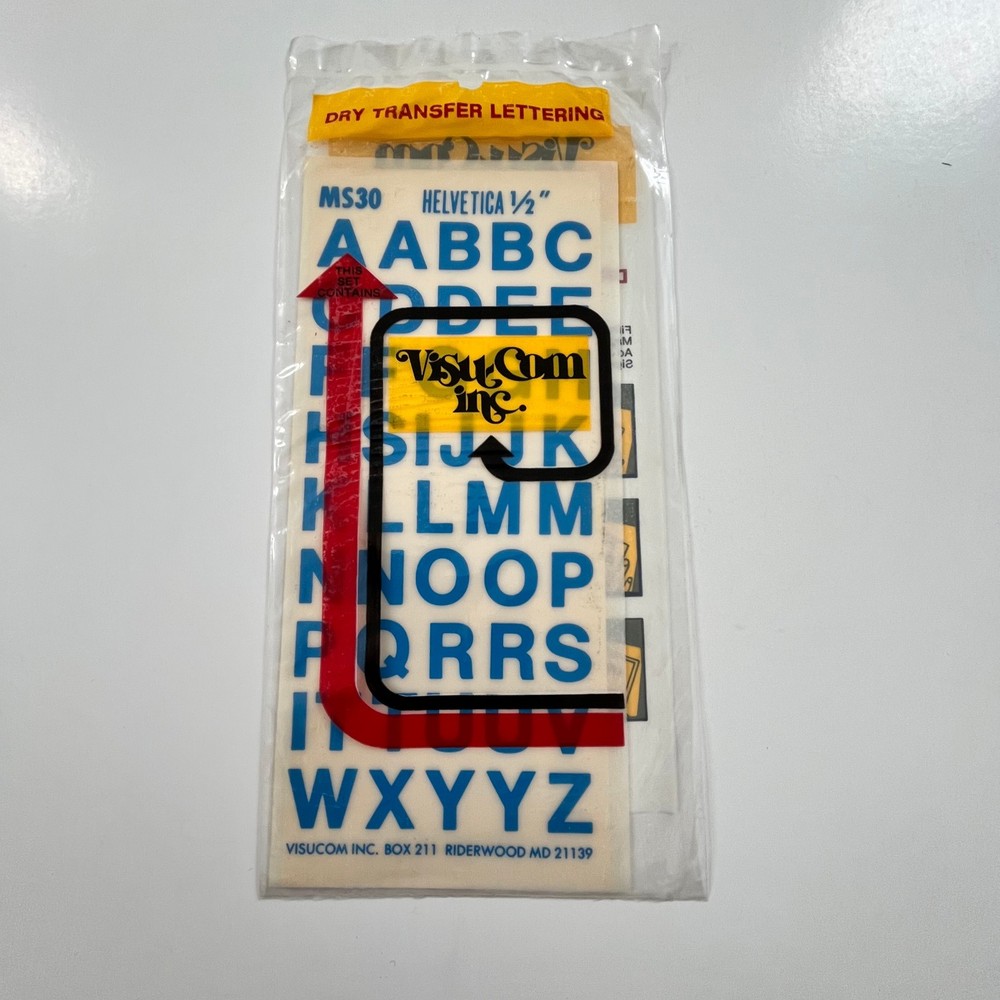 Visucom Inc Rub-on Dry Transfer Letters NEW Helvetica BLUE 1/2 .5″ Art Letraset