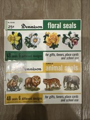 Vtg Lot Seals Dennison & Standard Publishing Dogs Horse Birds Nativity Christmas