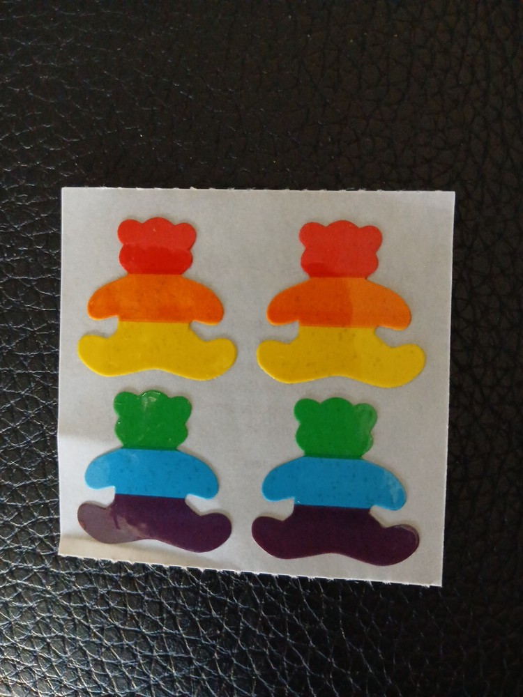 Vintage Colorful Bears Sticker Mod RARE Small World Greetings 1984 🦋