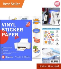 Durable & Easy-Cut 35 Sheets Vinyl Sticker Paper for Vibrant Inkjet Designs
