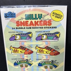 Vintage Scratch N Sniff Stickers BUBBLE GUM Scent Silly Sneakers Sticker Store