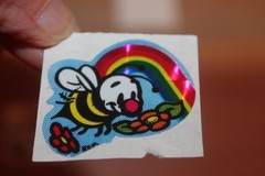 Vintage KEM Prism Sticker mods Rainbows hearts Bee Dove Bird Love lot of 3 1980s