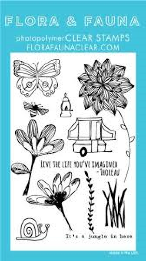 FLORA N FAUNA Clear Cling Stamps POP UP CAMPER Stamps