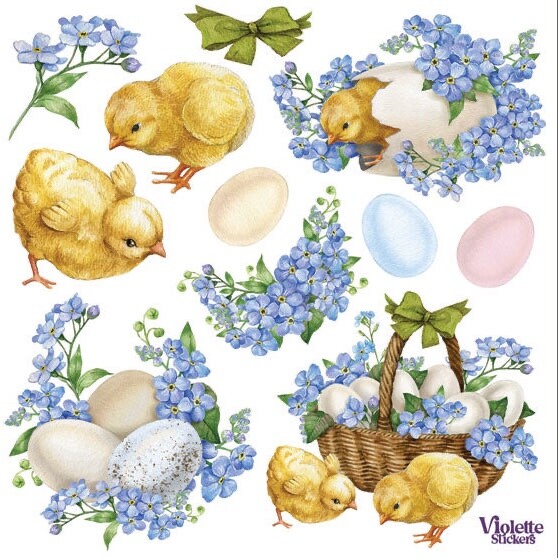 Violette Stickers Easter Chicks Lilac Flowers Crafts Planner Supply Scrapbook
