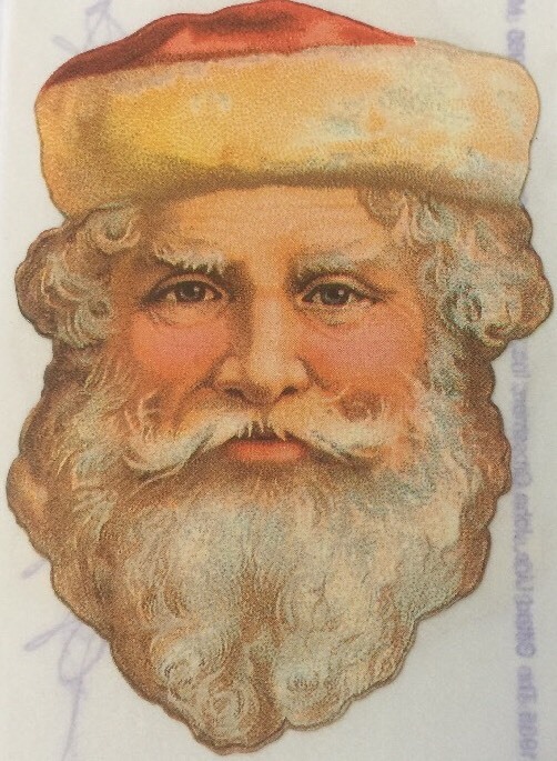 VICTORIAN SANTA Gifted Stickers(1pc) 2″x3-1/4″Punch Studio•Antique•Old World•••