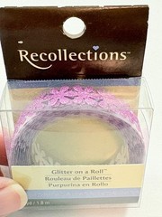 RECOLLECTIONS SCRAPBOOKING GLITTER ON A ROLL / PINK GLITTER FLOWERS / 2 YARDS
