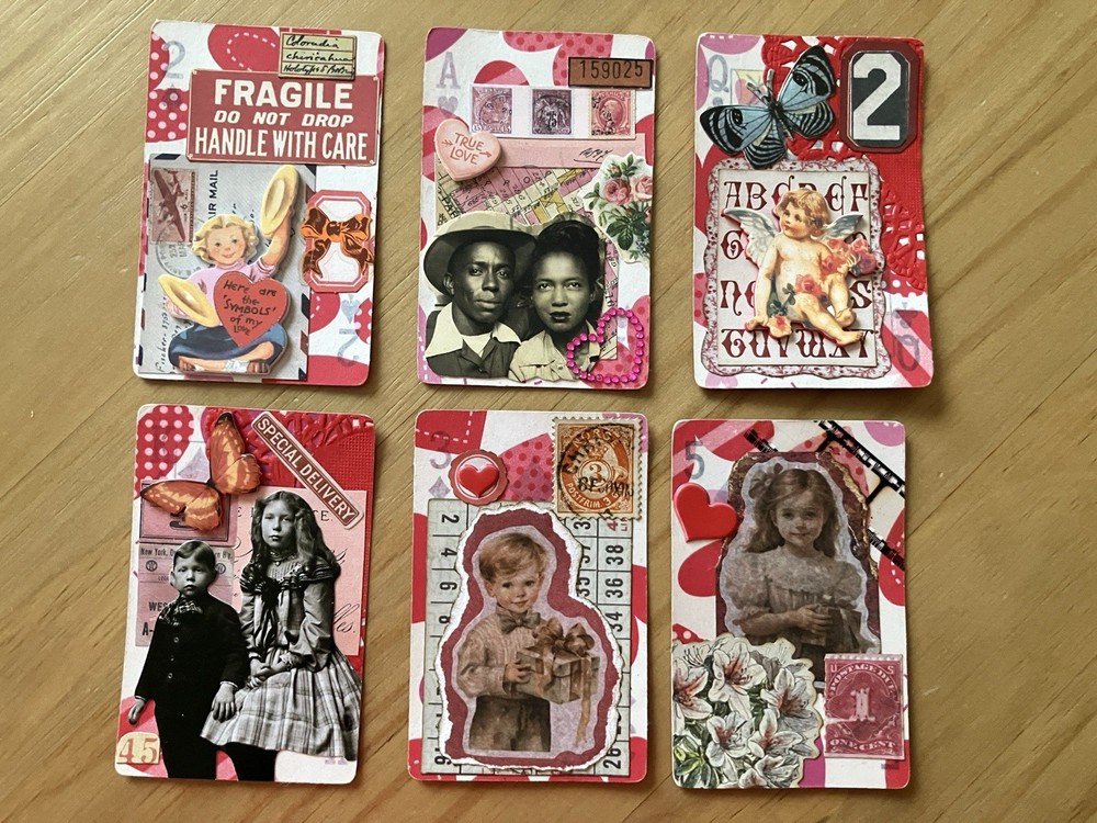 Vintage Valentine Handcrafted Altered Playing Cards Junk Journal Scrapbooking