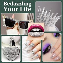 12-Sized Clear Flatback Resin Rhinestones With B7000 Glue for Crafts & Makeup