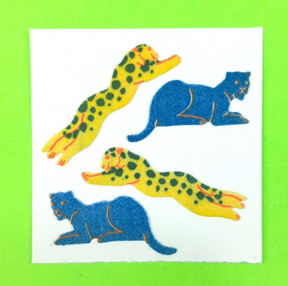 Vintage Fuzzy Great 7 Cheetahs & Panthers Sticker Mod