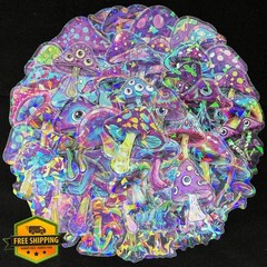 WASHBO 50pc Mushroom Holographic Stickers