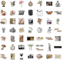 Old Times Vintage Stickers Scrapbook Supplies, Maxeaf 50PCS Nostalgia Retro Stic