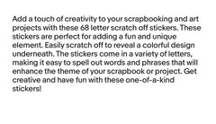 New 68 Art Project Scrapbooking Letter Scratch Off Stickers