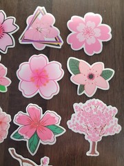 STICKERS x 10 Flowers Pink Cherry Blossom Orchid Tree Sticker CHE2