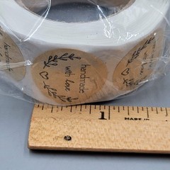 Handmade With Love Kraft Sticker Roll Lot 6 Rolls Round Labels Sealing