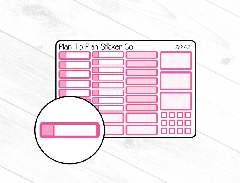 2227-2~~Dark Pink Mixed Labels & Boxes Planner Stickers.