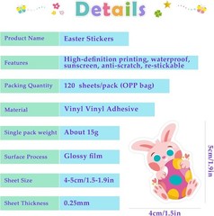 Easter Stickers | 120 PCS Egg Bunny Stickers for Kids -Easter Egg Stuffers – Vin