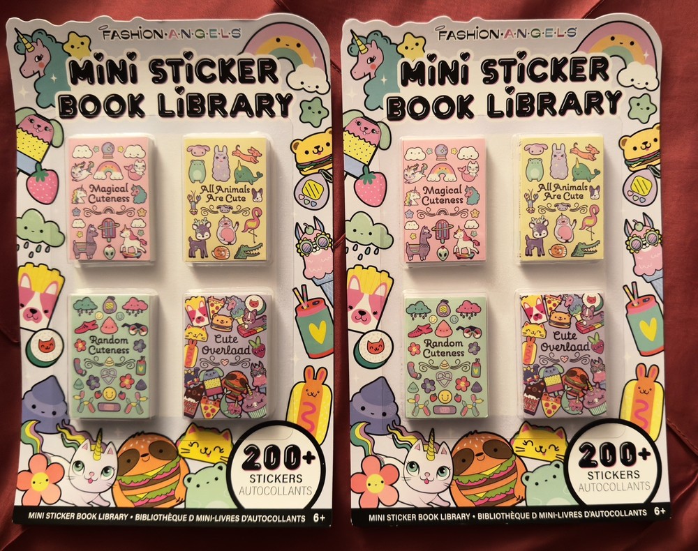 2x Fashion Angels Super Cute Mini Sticker Book Library for Crafts – 200+ Each
