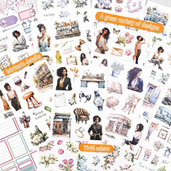 Pre-Cut Journaling Sticker , 20 Sheets – 270 PCS Fashion Colored Women Planner D