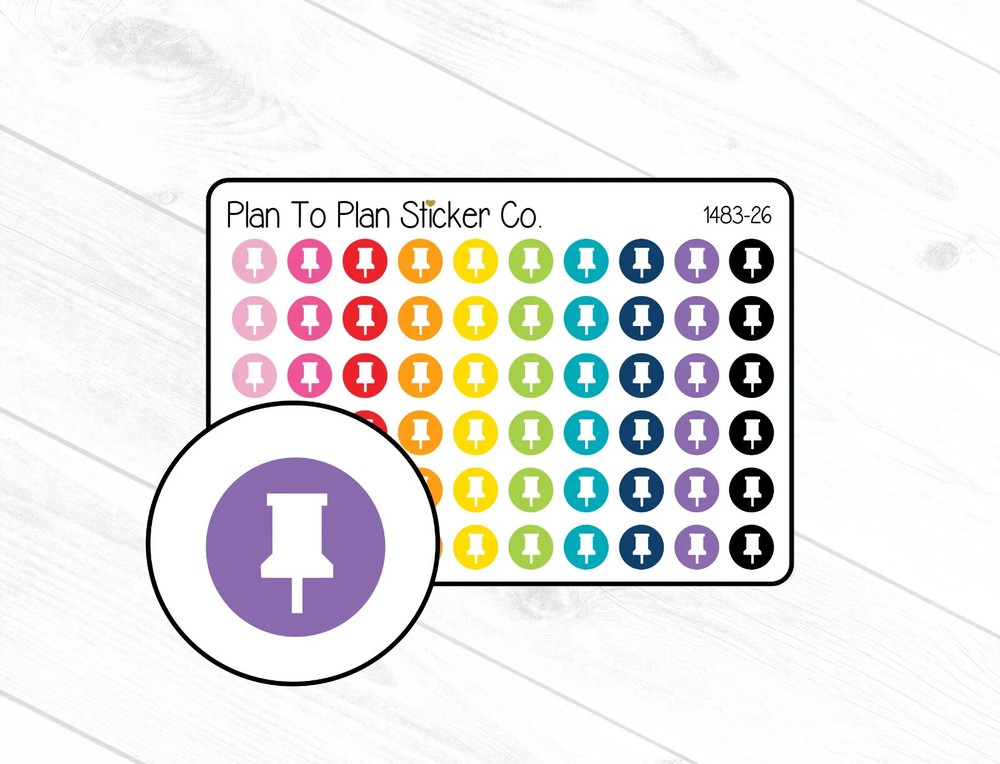1483-26~~Push Pin Icon Planner Stickers.