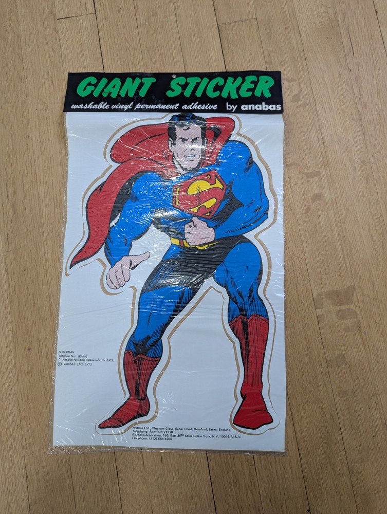 Vintage SUPERMAN Sticker – Factory Sealed – 12”x18”