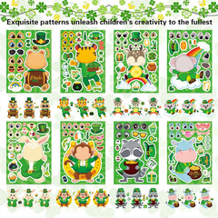 24 Sheets St. Patrick’S Day Stickers for Kids, Make a Face Sticker Irish Theme S