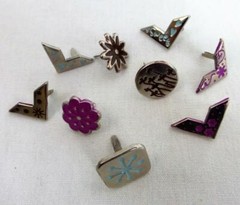 Corners & Doodles Brads in Bag 42 Pieces 9 Designs Hearts Snowflakes Flowers New