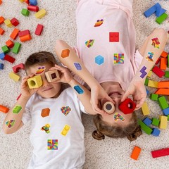 1000Pcs Block Stickers for Kids, 2 Roll Colorful Bricks Paper Self Adhesive H…