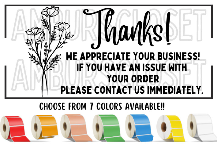 THANK YOU STICKERS WATERPROOF 2.25″×1.25 LABELS SEALS FEEDBACK REVIEW SHOP