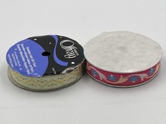 Vintage Lot 2 Offray Ribbon Spool USA Made Jacquard Floral Embroidered Trim