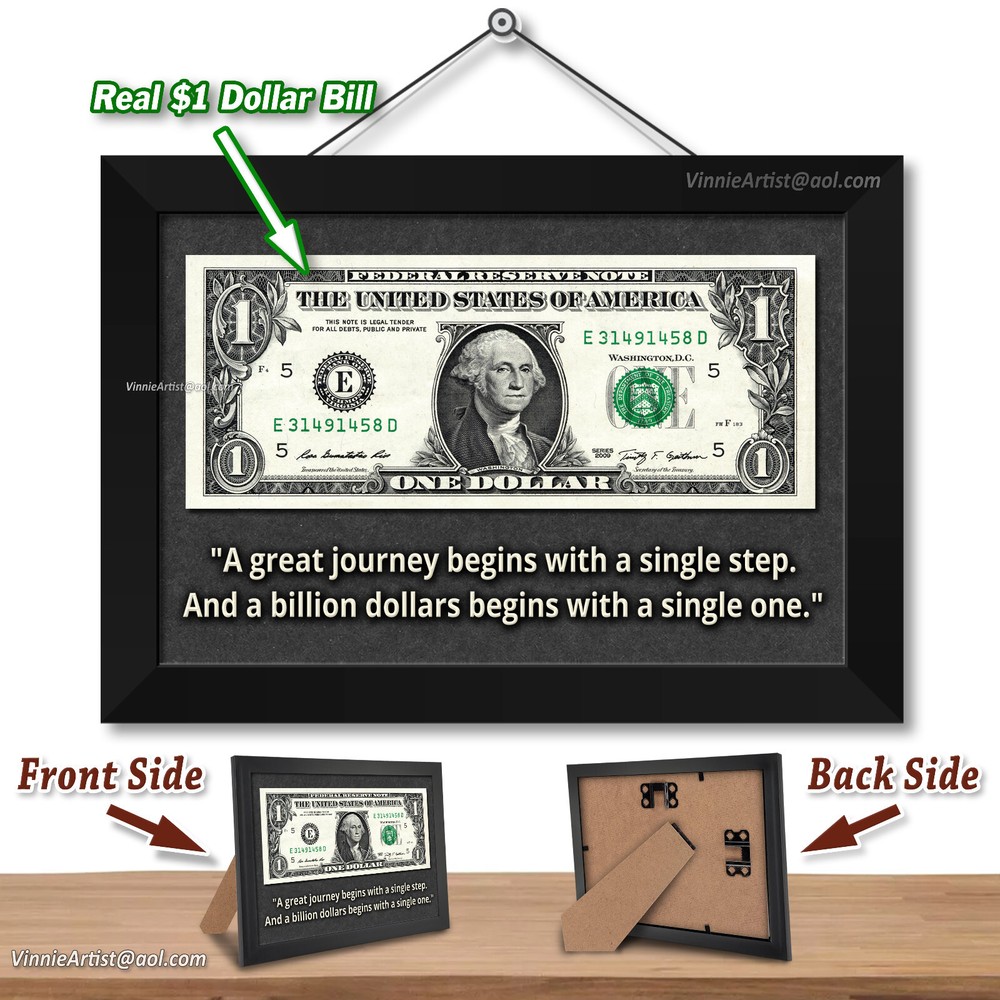 REAL Dollar Bill Framed Motivational Quote Money Being Rich Is Having Moneyy