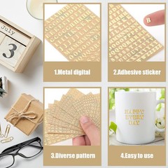 18 Sheets Small Letter Stickers Mini Alphabet Number Stickers Self Adhesive Mono