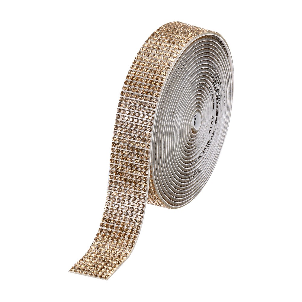 0.7 Inch Self Adhesive Rhinestone Strips 3 Yard for Crafts,Yellow