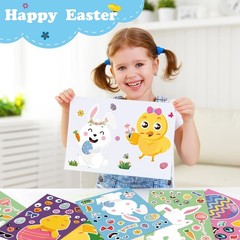 OHOME Easter Basket Stuffers for Kids – DIY Happy Egg Bunny Sticker Crafts Stick