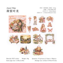 30Pcs Garden Girls Friut PET Stickers Journal Planner Scrapbooking Decals Craft