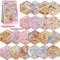 20 Sets DIY 3D Sticker Scene, Sticker Therapy Scenes Collection Book for Adults