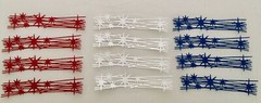 Die Cuts * Starburst Strip * Set of 12 * White * Red White & Blue * Silver Foil