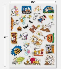 Peanuts Snoopy Charlie Brown Autumn Halloween Thanksgiving Themed Stickers 2 Pk