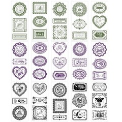 ZHIJIANHZ Vintage Lace and Frame Sticker Book,30 Sheets PET Transparent
