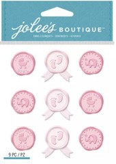 Jolees Sweet Baby Girl Seals Footprints Buggy Elephant Ribbons Scrapbook Sticker