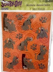 New Heartline Hallmark Scooby Doo Paw Prints & Flowers Stickers 2 Sheet Flocked