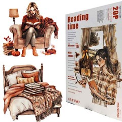 CraftBloom 20 Sheets Reading Time Ephemera Sticker Book for