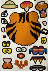 BUILD-AN-TIGER HEAD Sticker Set(20pc)Eyes•Hats•Sunglasses •Smiles•Card Making•