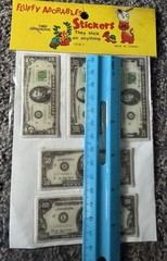Vintage US MONEY 5-100 Dollars Puffy 3D Stickers Money Cash