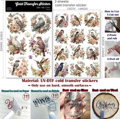 Vintage Rub On Transfers for Crafts DIY Glass Stickers 2 Sheets Furniture Decals