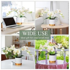XunYee Orchid Artificial Flowers in Pot 15 Inches Artificial Orchid Flowers P…