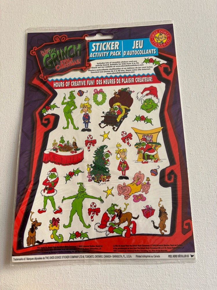 How The Grinch Stole Christmas Reusable Stickers Activity Board Okie Dokie
