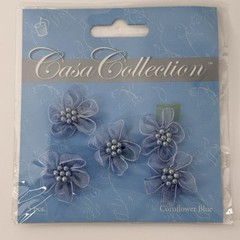 Casa Collection Small White Roses Appliqué Embellishments Pink Purple Blue