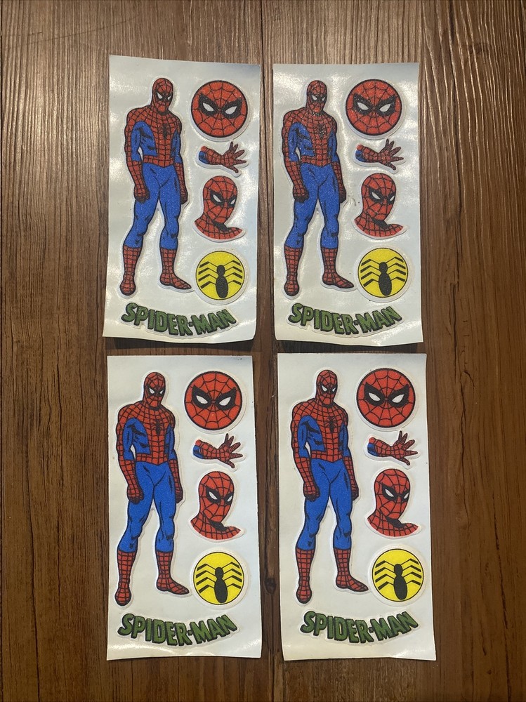Rare Vintage Spider Man Marvel Comics Super Hero Puffy Stickers Lot Prism DC New