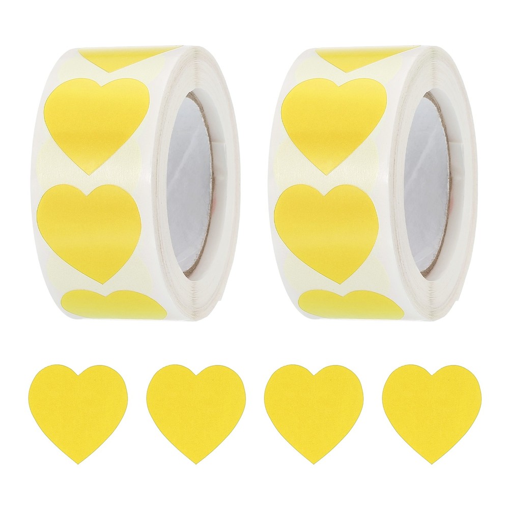 Heart Shaped Sticker 1″ Self-Adhesive Love Label Yellow 1000 Pcs