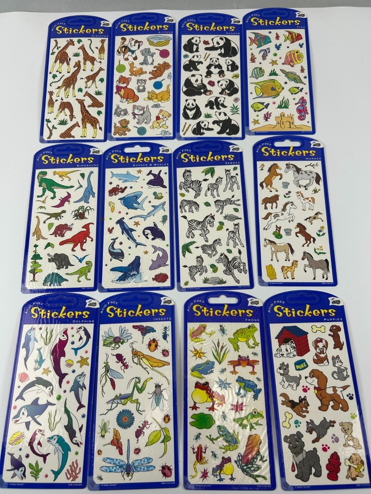 12 Animals Ocean Life Sticker Sheets Mello Smello Sharks Kittens Puppies Horses
